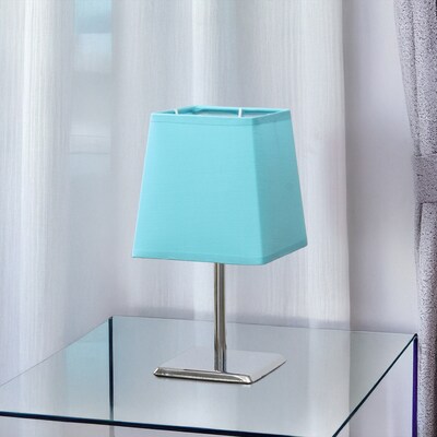Creekwood Home Square Chrome 9.65" LED Table Lamp, Blue (CWT-1013-BL)