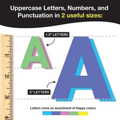 FreshCut Crafts Bulletin Board Letters & Numbers, Happy Colors, 1.5in & 3in, 710 Pieces (FCC85005439