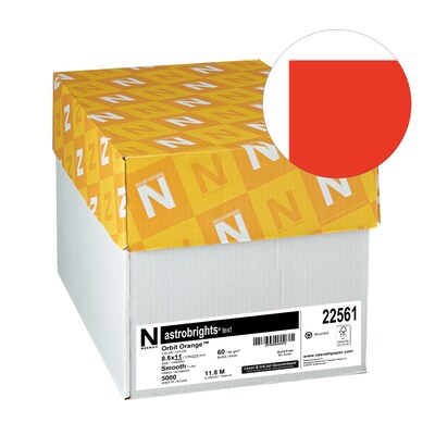Astrobrights 8.5 x 11 Color Multipurpose Paper, 24 lbs., Orbit Orange, 500 Sheets/Ream, 10/Ream (WAU22561CT)