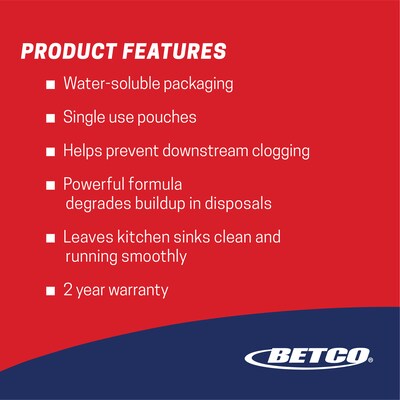 Betco Probiotic Garbage Disposal Cleaner, Fruity Scent, 2 oz Packet, 30/Carton (BET2605P5700)