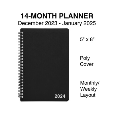2024 Staples 5 x 8 Weekly & Monthly Planner, Black (ST21490-24)