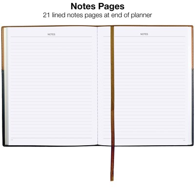 2026 Global Printed Products 8" x 10" Calendar Year Weekly & Monthly Planner, Faux Leather Cover, Black/Brown (NRY26-PKT810-BN)