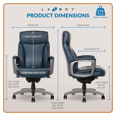 La-Z-Boy Leather Executive Chair, Blue (51447)