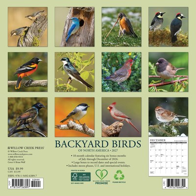 2027 Willow Creek Backyard Birds 7 x 7 Monthly Wall Calendar (63897)
