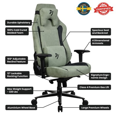 Arozzi Vernazza XL Supersoft Microfiber Ergonomic Racing Gaming Chair, Forest (VERNAZZA-XL-SPSF-FST)