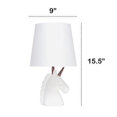 Creekwood Home Whimsilux 15.5 LED Table Lamp, White/Rainbow Glitter (CWT-2023-RN-LB)