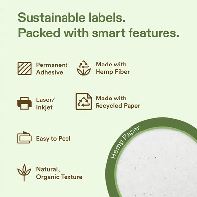 Avery Hemp Rectangle Laser/Inkjet Multipurpose Labels, 11 x 4-1/4, Off-White (160/Box)
