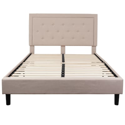 Flash Furniture Roxbury Tufted Upholstered Platform Bed in Beige Fabric, Queen (SLBK5QB)