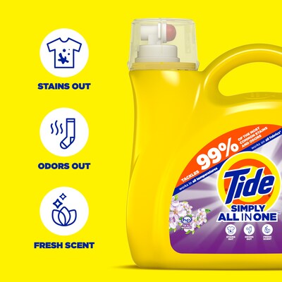Tide Simply HE Simply Liquid Laundry Detergent, Berry Blossom Scent, 85 Loads, 107 oz. (26838)