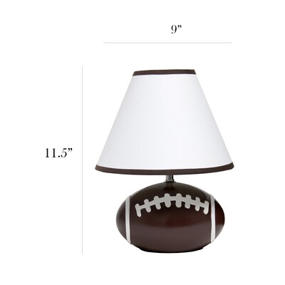 Simple Designs SportsLite 11.5" Tall Athletic Sports Football Base Ceramic Bedside Table Desk Lamp (LT1081-FTB)
