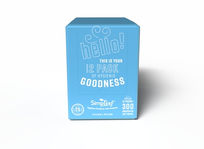 Simpleaf Unscented Flushable Wipes, 25 Single Wipes/Pack, 12 Packs/Box (S-002-12pack)