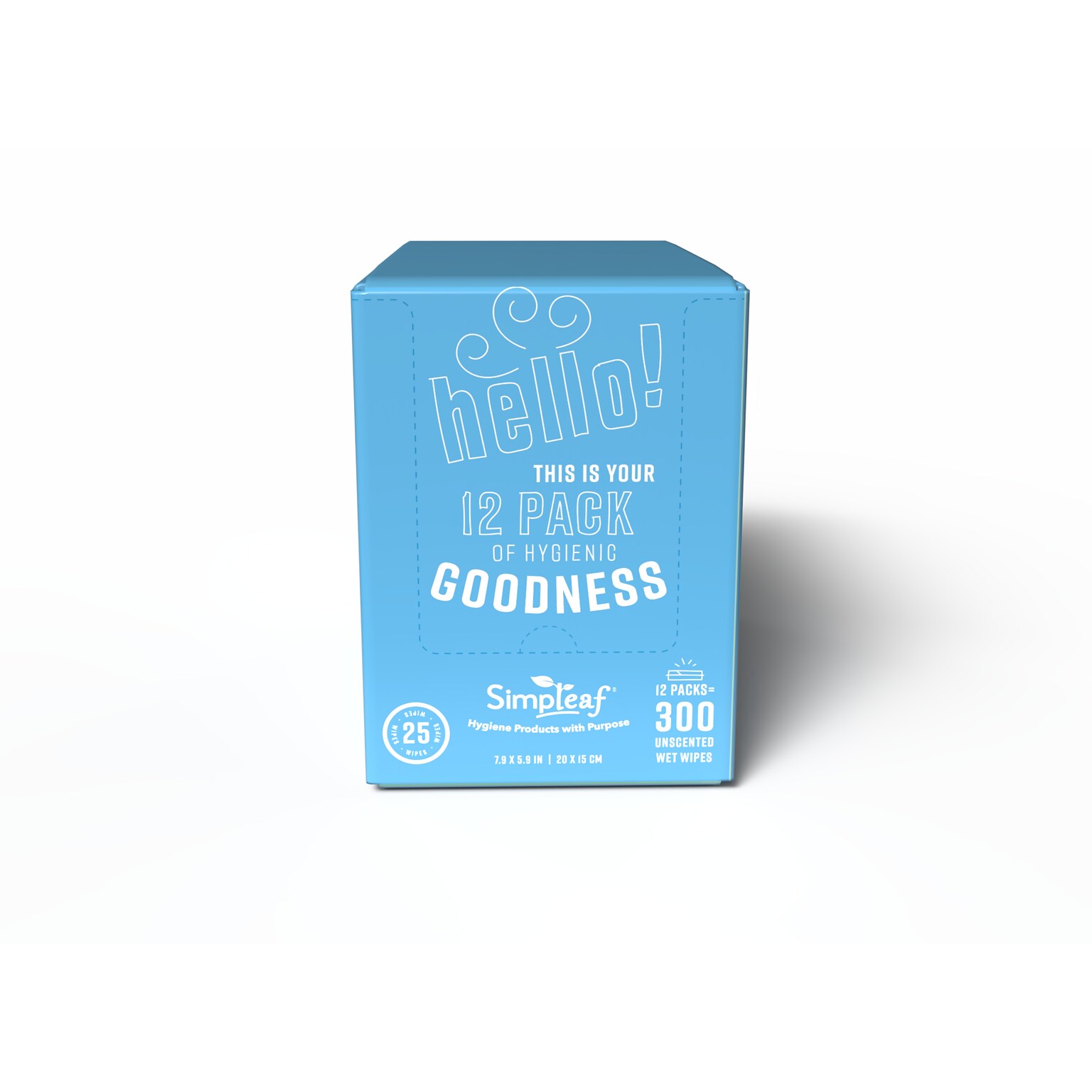 Simpleaf Unscented Flushable Wipes, 25 Single Wipes/Pack, 12 Packs/Box (S-002-12pack)