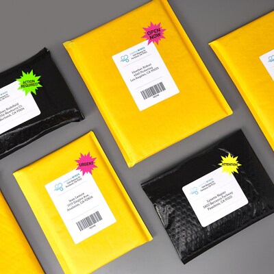 Avery Sure Feed Laser Burst Label, 2 1/4" Dia, Assorted Neon, 180 Labels/Pack (5995)