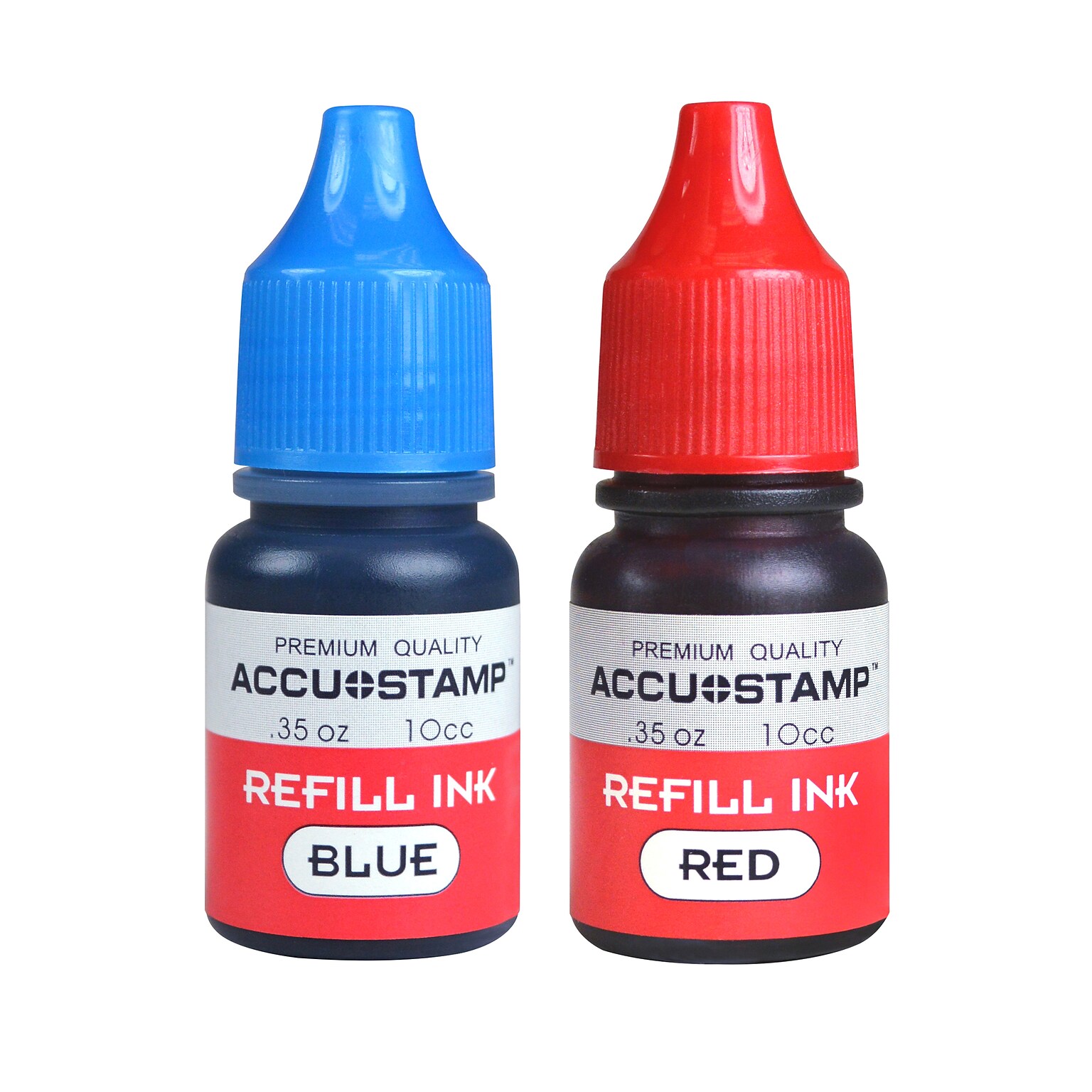 Accu-Stamp Ink Refills, Blue and Red Ink, 2/Bottles (032958)