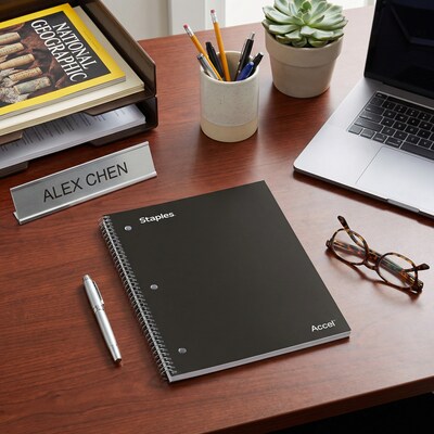 Staples Premium Poly 5-Subject Notebook, 8.5" x 11", College Ruled, 200 Sheets, Black (ST58317)