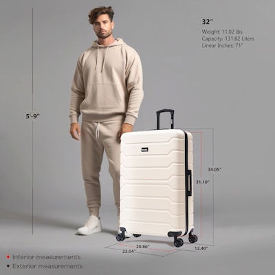 InUSA Trend 34.05" Hardside Suitcase, 4-Wheeled Spinner, TSA Checkpoint Friendly, Sand (IUTRE00XL-SAN)