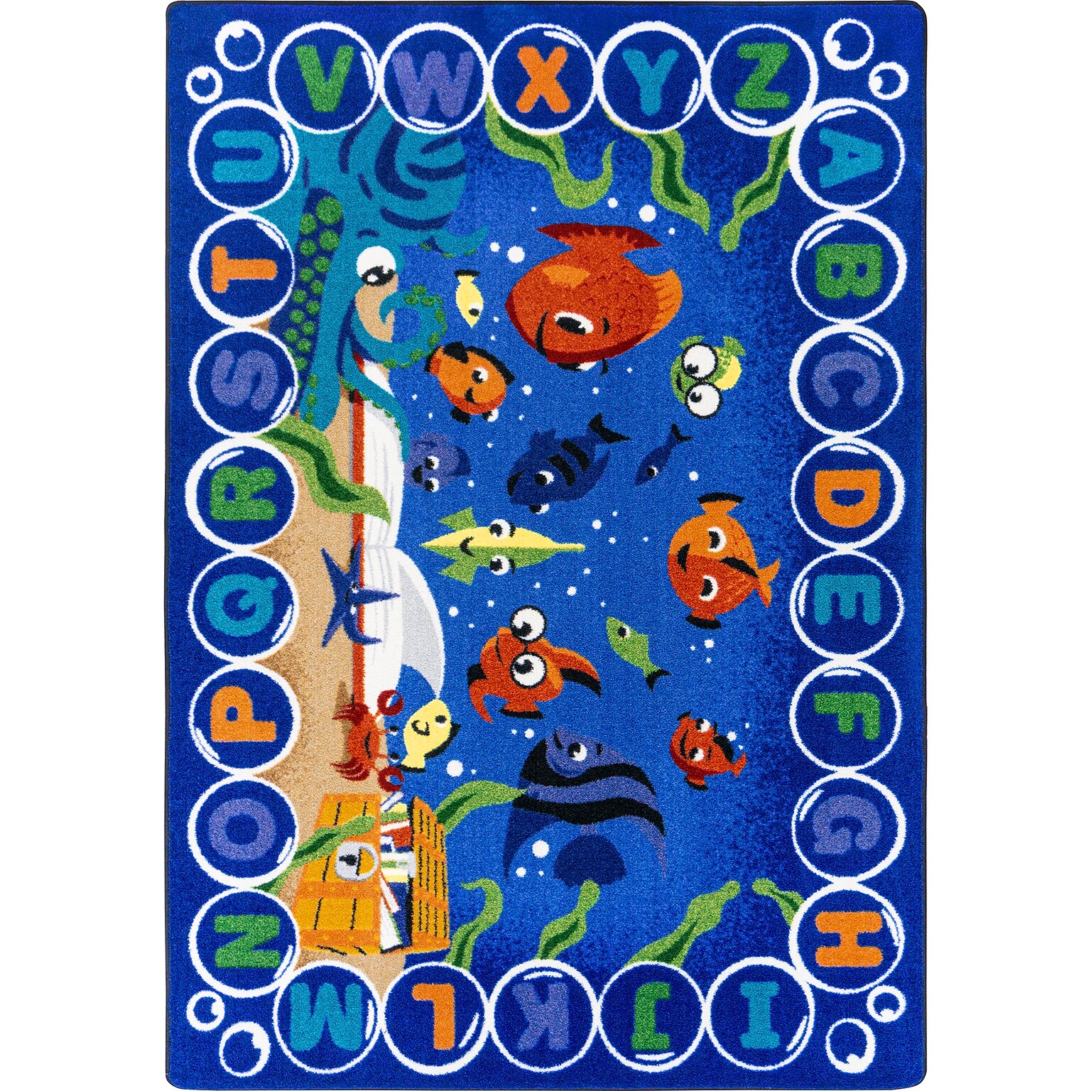 Joy Carpets Underwater Readers Nylon 54 x 78 Machine Tufted Rug, Multicolored (2099C-01)