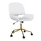 Martha Stewart Tyla Armless Faux Leather Swivel Office Chair, White/Polished Brass (CH2209215WHGLD)