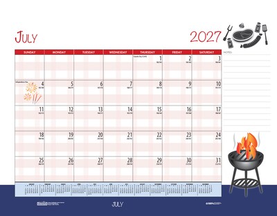 2027 House of Doolittle Seasonal Holiday 18.5" x 13" Monthly Desk Pad Calendar (1396-27)