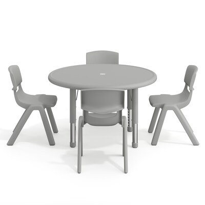 Flash Furniture Emmy 33" Round Activity Table Set, Height Adjustable, Soft Gray (YCX73RNDTBSGYE)