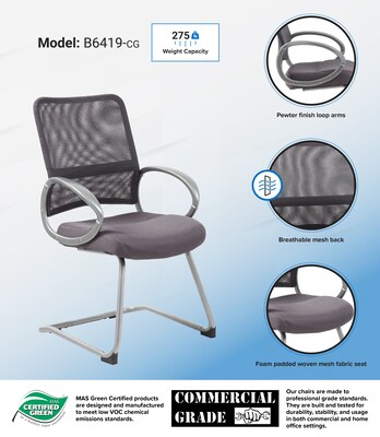 Boss Nylon Guest Chair, Grey (B6419-CG)