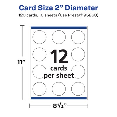 Avery Integrated Cards, 2" Dia., Glossy White, 120/Pack (95268)