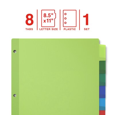 Staples Large Tab Insertable Plastic Dividers, Multicolor, 8-Tabs (ST62973)