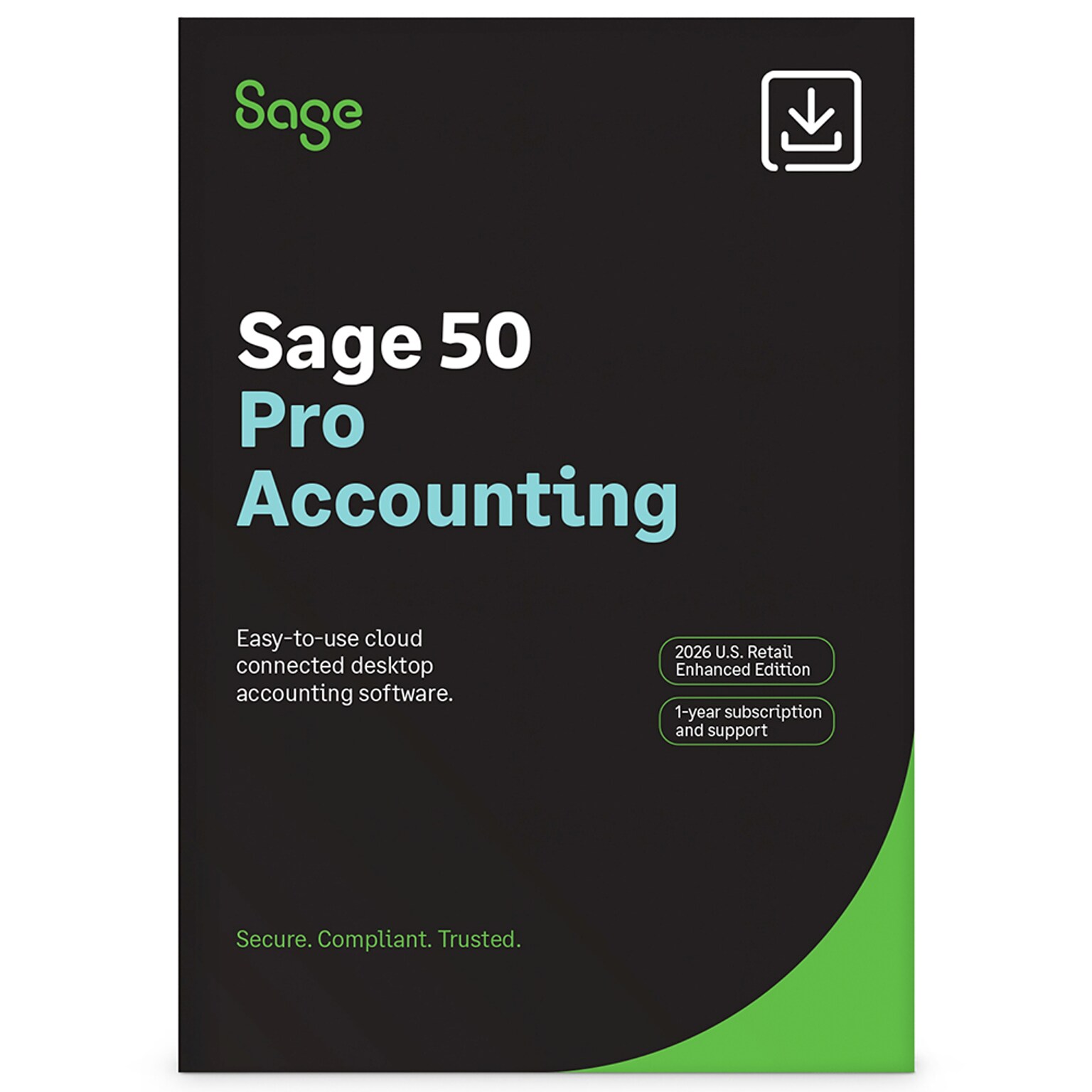 Sage 50 Pro Accounting 2026 U.S. Retail Enhanced Edition 1Y for 1 User, Windows, Download (SAG303800V044)