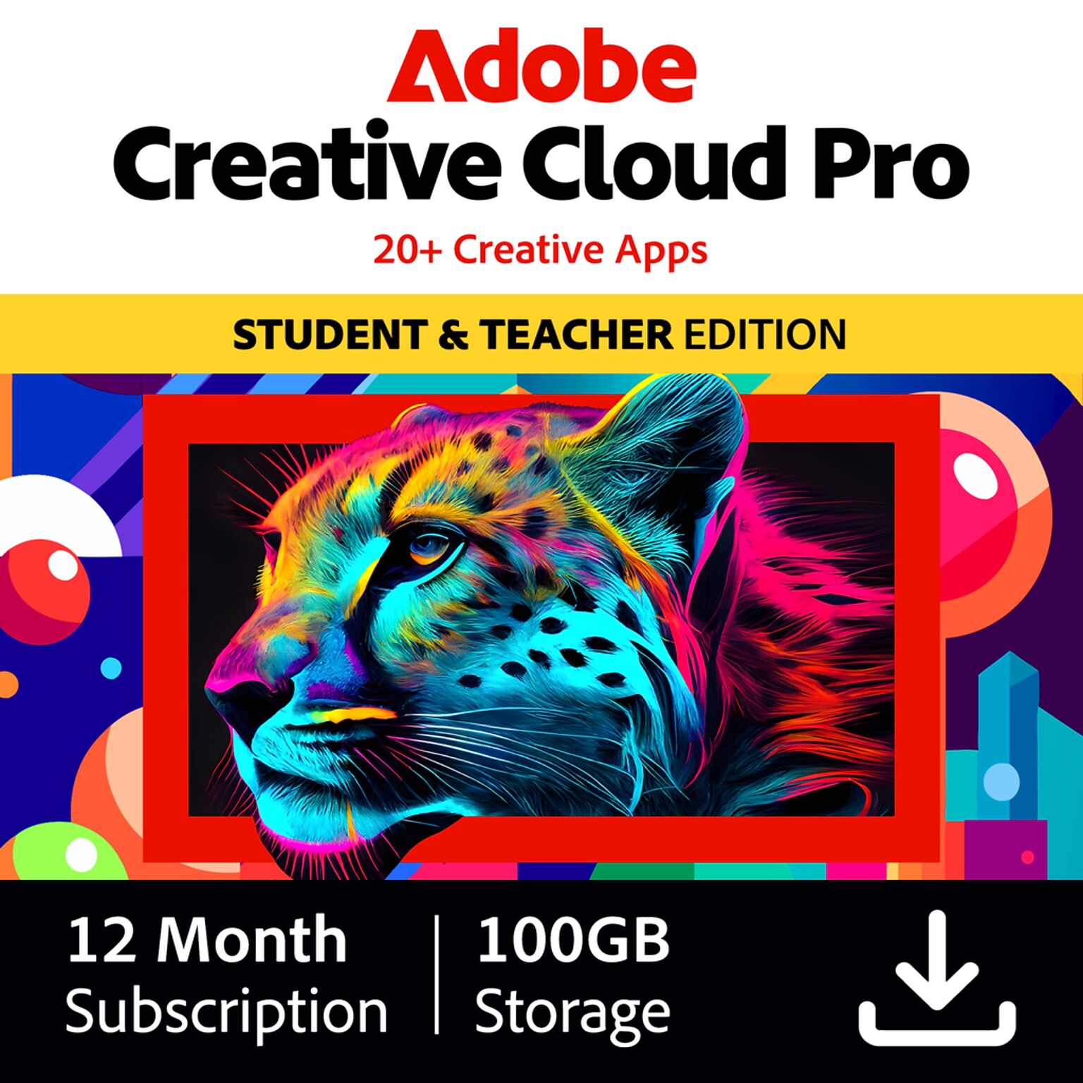 Adobe Creative Cloud Pro Student & Teacher Edition for 1 User, Subscription, Windows/Mac, Download