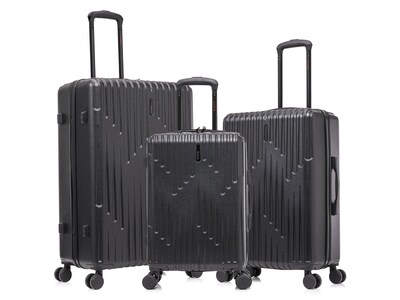 InUSA Drip Polycarbonate/ABS 3-Piece Luggage Set, Black (IUDRISML-BLK)