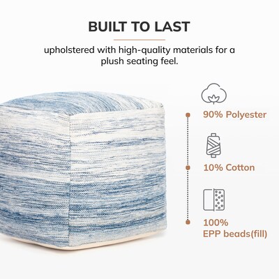 Anji Mountain Bar Harbor Fabric Square Pouf Ottoman (AMBPF035-1818)