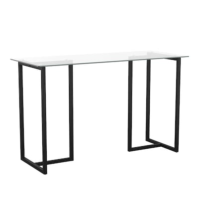 Martha Stewart Eli 47W Glass/Steel Home Office Desk, Clear/Oil-Rubbed Bronze (XUDK1BK)
