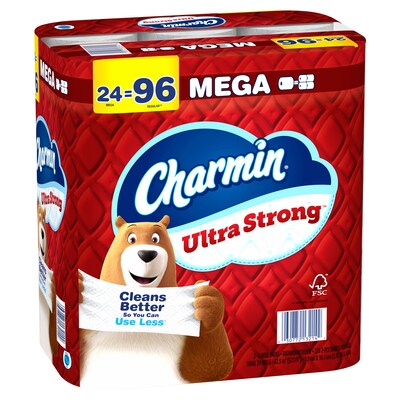 Charmin Ultra Strong Mega Toilet Paper 220 Sheets/Roll, 24 Rolls/Pack (132140)