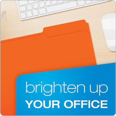 Pendaflex File Folder, 1-Tab, Assorted, Legal Size, Orange, 100/Box (R153 1/3 ORA)