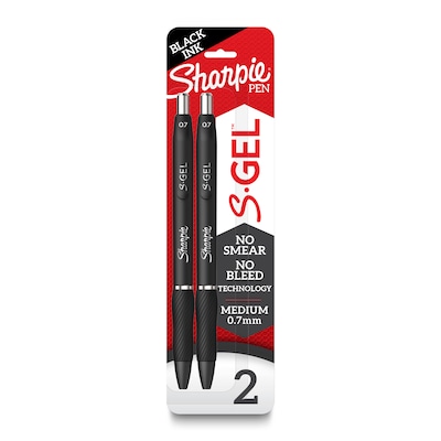 Sharpie S-Gel Retractable Gel Pen, Medium Point, Black Ink, 2/Pack (2096156)