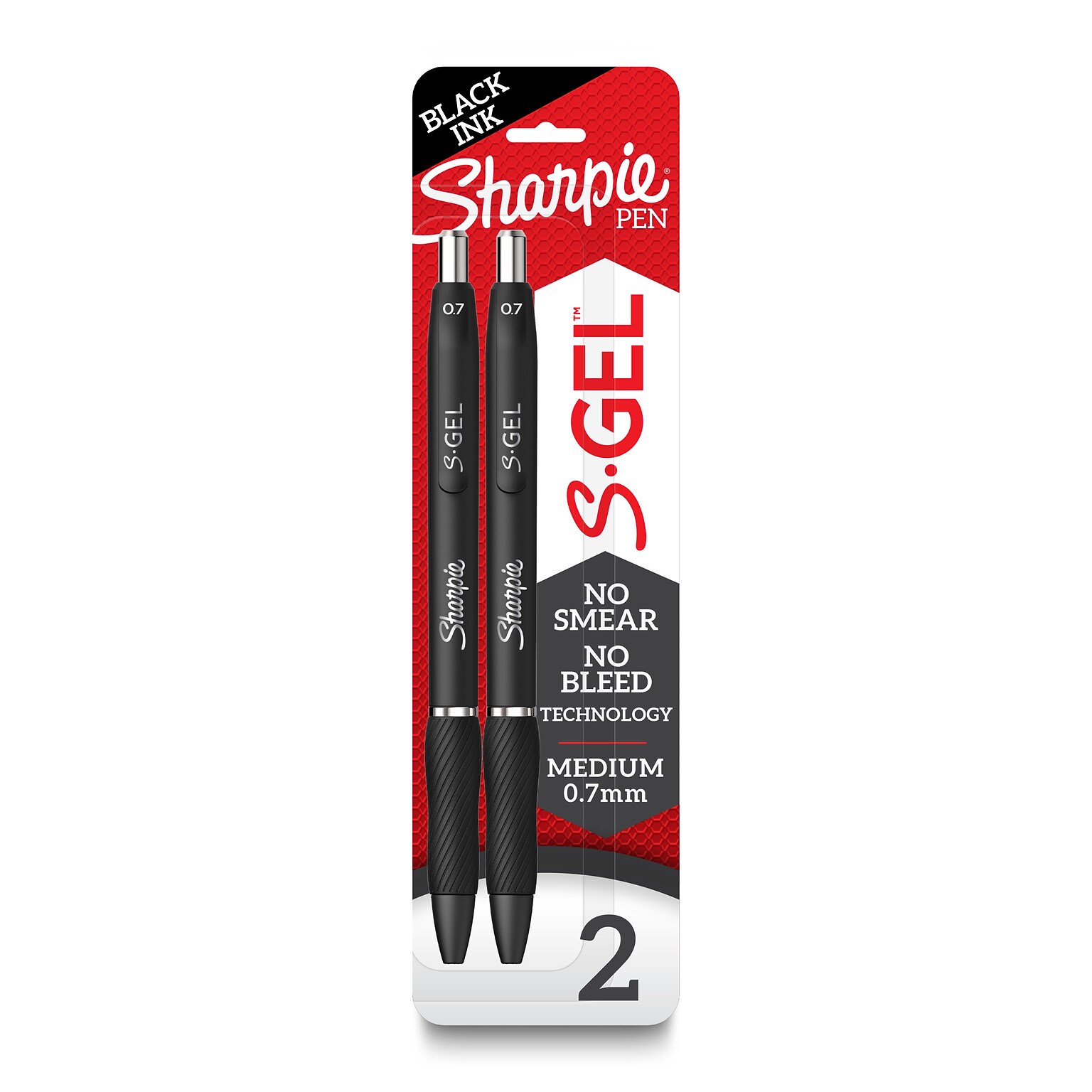 Sharpie S-Gel Retractable Gel Pen, Medium Point, Black Ink, 2/Pack (2096156)