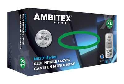 Ambitex N6201 Series Powder Free Blue Nitrile Gloves, XL, 100/Pk, 10 Pks/CT (NXL6201)