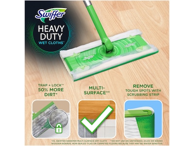 Swiffer Heavy-Duty Wet Cloths, Gain Scent, White, 10/Pack (76471)