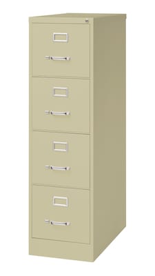 Hirsh Commercial 4-Drawer Vertical File Cabinet, Letter Size, Lockable, 52"H x 15"W x 26.5"D, Putty (14028)