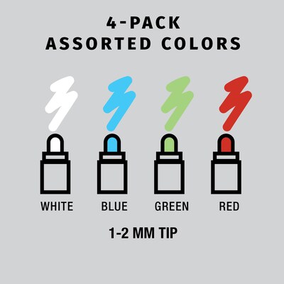 Excello Global Products Washable Chalk Marker, 1-2mm Tip, Assorted Colors, 4/Pack (EGP-HD-0512-S)