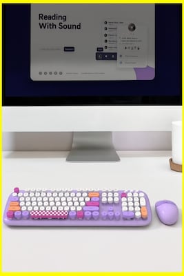 SaharaCase Wireless Ergonomic Keyboard and Laser Mouse Combo, Purple (KB12)