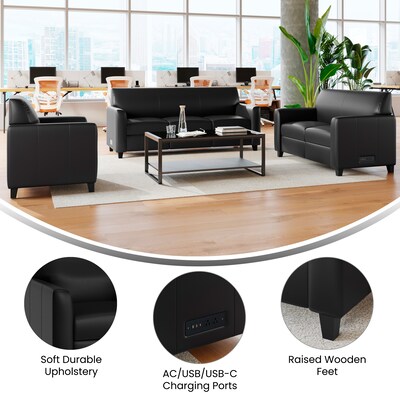 Flash Furniture Agent LeatherSoft Seating Set, Black, 3-Pieces (BT827USETBLK)
