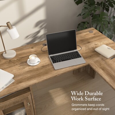 Bush Furniture Cabot 60"W Wood L-Shaped Computer Desk, Reclaimed Pine (WC31530K)