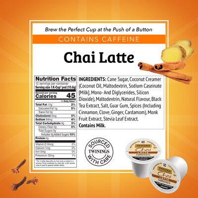 Twinings Chai Latte Black Tea, Keurig® K-Cup® Pods, 22/Box (TNA78919)