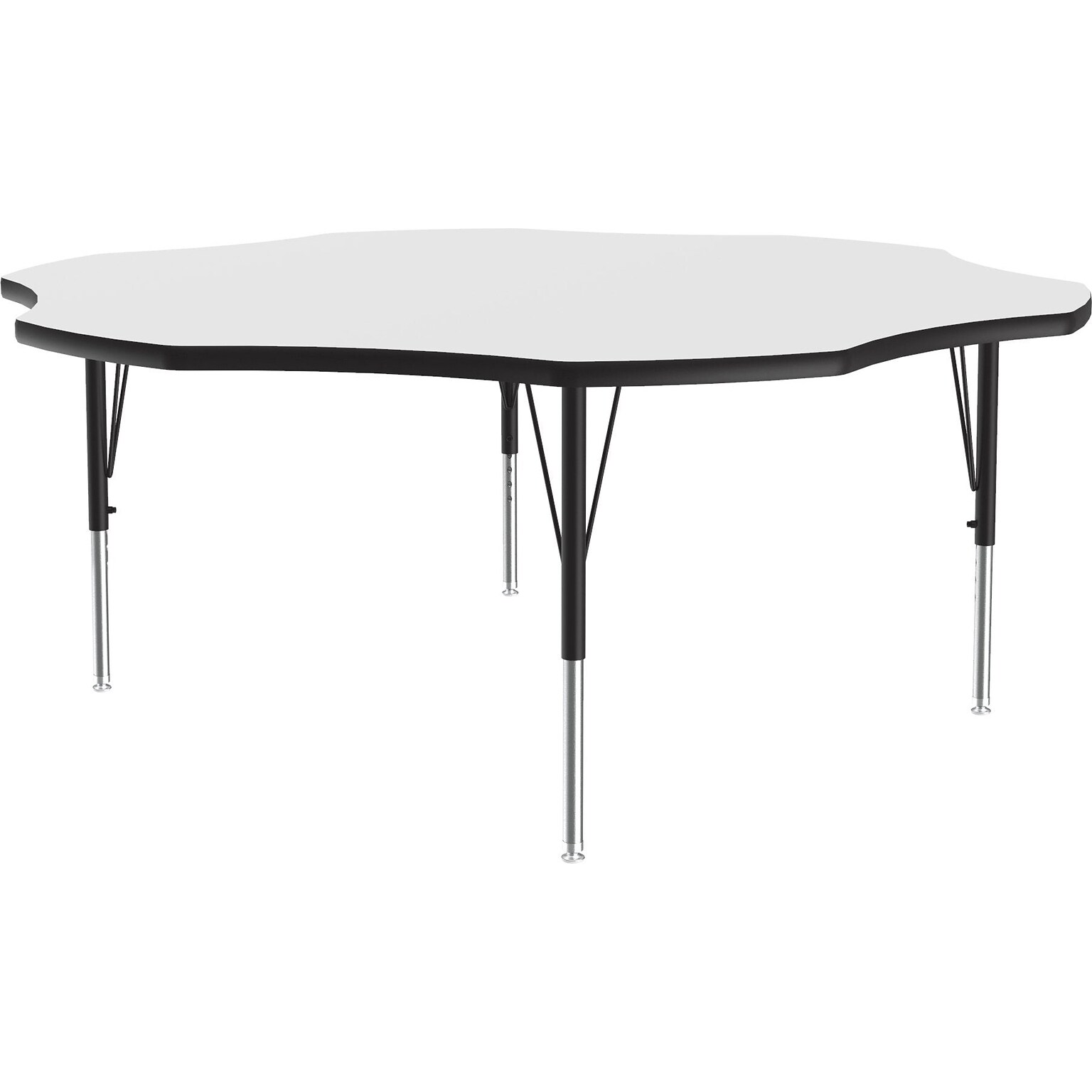 Correll 60 Flower-Shaped Activity Table, Height-Adjustable, Frosty White/Black (A60DE-FLR-80)