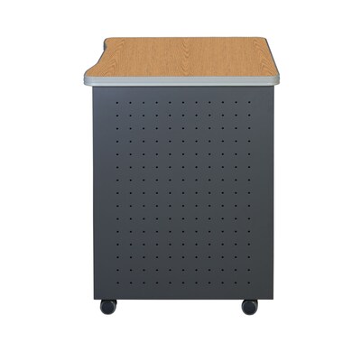 Regency Mesa Steel Mobile Locking Utility Table 30" x 23.25", Medium Oak (66746SCMO)