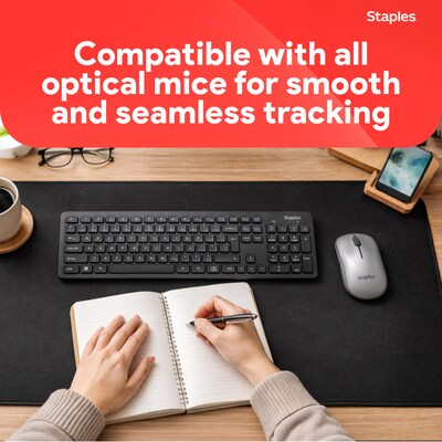 Staples TECH Anti-Slip Fabric Desk Pad, 31.5" x 15.7", Black (ST62543)