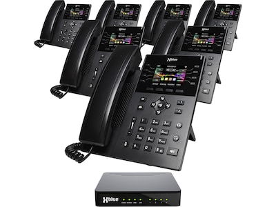 XBLUE QB1 14-Line Corded Conference Telephone System Bundle, Black (qb1-ip8g-4x7)