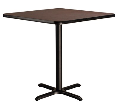 NPS CT Series 36" Square 36" Height Cafe Table, X Base, Black Frame/Mahogany Top (CT33636XCPBTMMY)