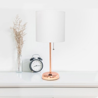 Simple Designs 19.5" LED Table Lamp, Rose Gold/White Shade (LT2024-RGD-CCLB)